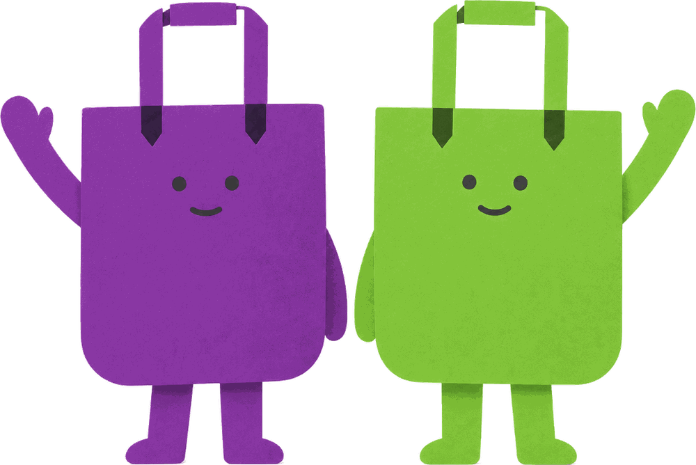 Anka und Vera, die beiden Tüten aus dem Logo